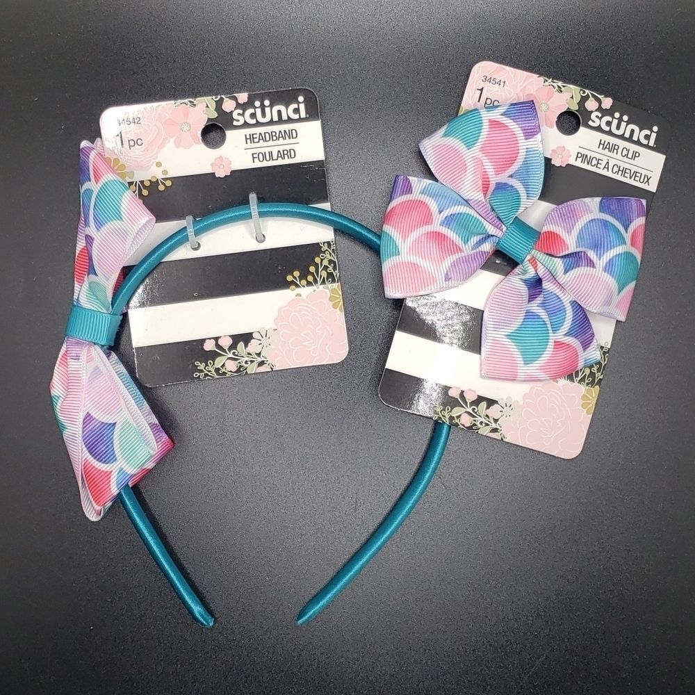 Scunci Mermaid headband bow hair clip
